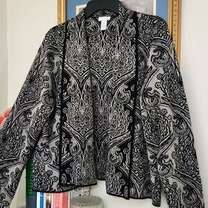 Wool Blend Elegant Black Gray Patterned Cardigan Classy Office Formal Wedding